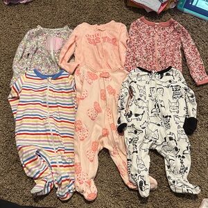 Pink and White Kids Footed Pajamas